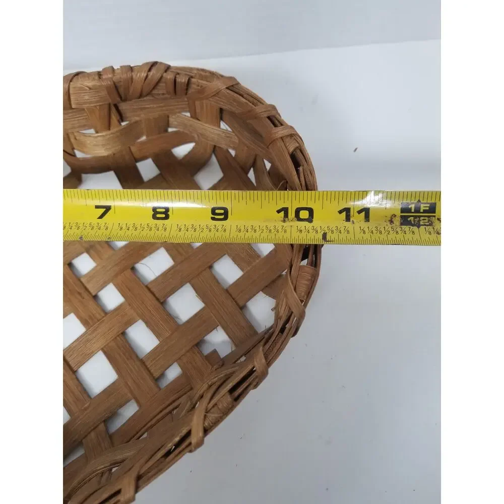 Vintage Hand Woven Wooden Slint Heart Shaped Basket Country Cottage Core
